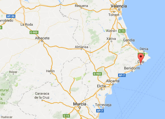 location map of calpe alicante valencia spain
