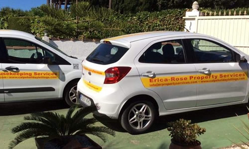 signwritten cars at erica rose holiday rentals calpe